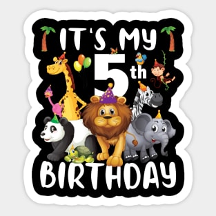 Its My 5th Birthday Safari Jungle Zoo Lovers Birthday Party Sticker